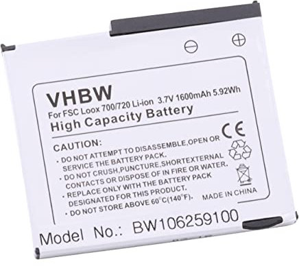 vhbw Akku Ersatz für Fujitsu-Siemens 35H00047-00, CS-FL720SL, PL700MB für PDA Notepad Tablet (1600 mAh, 3,7 V, Li-Ion)