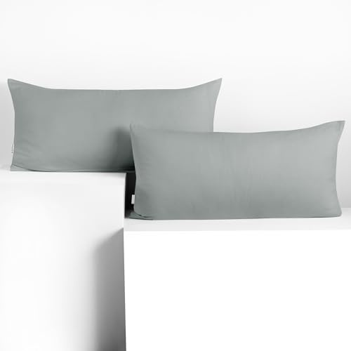 DecoKing 2 Kissenbezüge 40x80 cm Jersey 100% gekämmte Baumwolle Amber