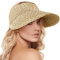 Wide Brim Sun Hats for Women Roll Up Foldable Straw Golf Visor Sun Hats, Beige/brown, One Size