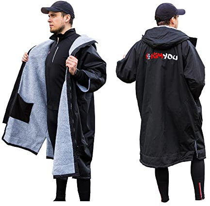 Kimyou changing robe waterproof windproof short sleeves | towel robe | poncho men, women or kids | hooded towel adult | One-fits-all Unisex