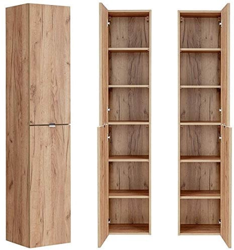 Lomadox Badezimmer Hochschrank in Wotaneiche Nb. B/H/T ca. 35/170/33cm