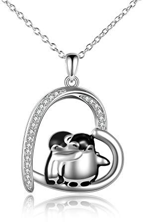 YAFEINI Pinguin Halskette 925 Sterling Silber Pinguin Schmuck Geschenke für Frauen Schwester