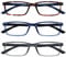 OPULIZE SEE Blaulichtfilter Lesebrille für Damen Herren, Blendfreie UV400-Schutz Federscharnier Anti-Müdigkeit, Rechteckiger Rahmen, Computerbrillen Gaming, 3er-Pack Braun Blau Grau +2,50