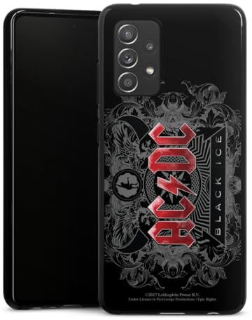 Silikon Hülle kompatibel mit Samsung Galaxy A52 Case schwarz Handyhülle ACDC Fanartikel Black Ice