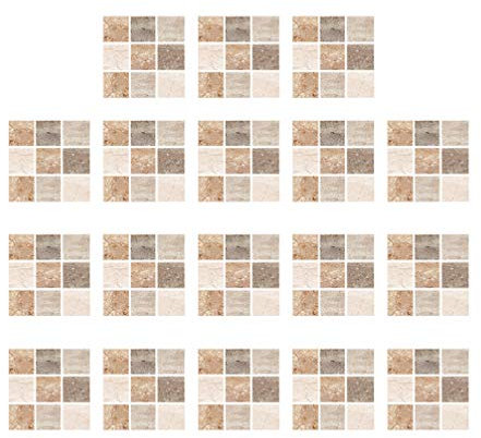 Garneck 18 Piezas 3D Mosaico Azulejos Adhesivos Transferencias Pelar Y Pegar Azulejos Adhesivos Contra Salpicaduras Autoadhesivos Impermeables Azulejos de Cocina Adhesivos de Pared