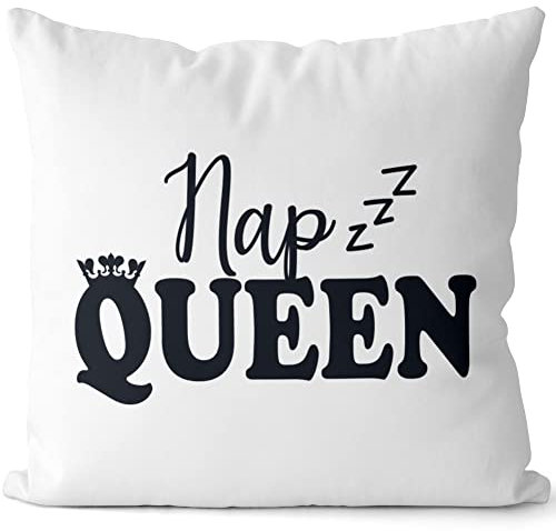 JUNIWORDS Kissen, Nap Queen, 40 x 40 cm, 2-farbig, Weiß-Rosa