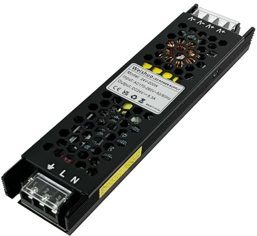 LED Trafo 24V 200W Konstante Spannung LED Trasformatore AC 220/230V auf DC 24 Volt 8.3 Ampere Schlankes Netzteil für LED-Streifen und LED-Innenleuchten