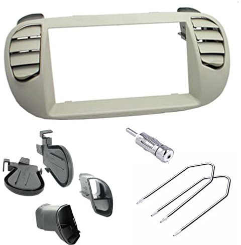 Sound Way Kit Montaggio Autoradio, Mascherina 2 DIN, Bocchette Areazione, Chiavi di Smontaggio, Adattatore Antenna compatibile con Fiat 500 (2007-2015)