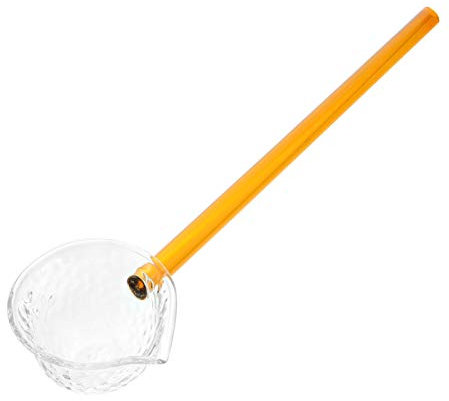 DOITOOL Servierkelle Glas Langes Griff Transparenter Mischlöffel Kristallglas Kelle für Home Bar Party Suppensauce Sauce Eier Orange