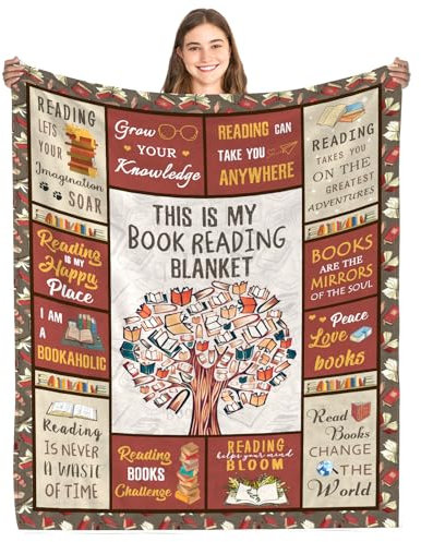 Fiwbnasz Book Lovers Blanket, Reading Librarian Throw 60x80, Club Gifts for Bookish Lovers, Birthday Christmas Graduation Gift