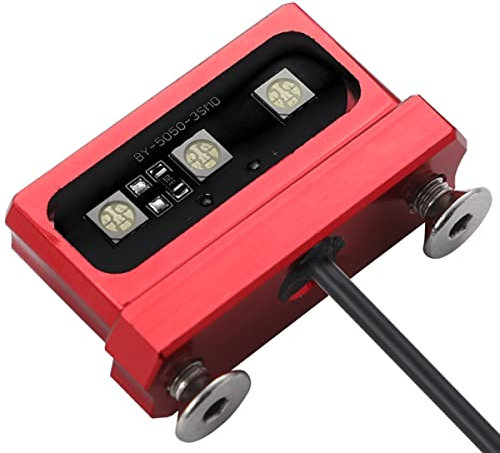 Greluma 1 Pieza Luz de placa de matrícula de motocicleta CNC, lámpara de luz trasera de freno trasero LED de motocicleta universal de 12V, luz blanca, aleación de aluminio