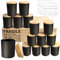 CONNOO Lot de 15 pots à bougies vides en verre épais avec couvercles en bambou pour la fabrication de bougies - Noir mat - 200 ml - Passe au lave-vaisselle