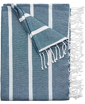 BUTLERS Hamamtuch Sauna 200x180 | 100% Baumwolle mit Fransen | Saugstark und robust | einfach rollbar und klein zu verstauen | XXL Strandtuch und extra dick