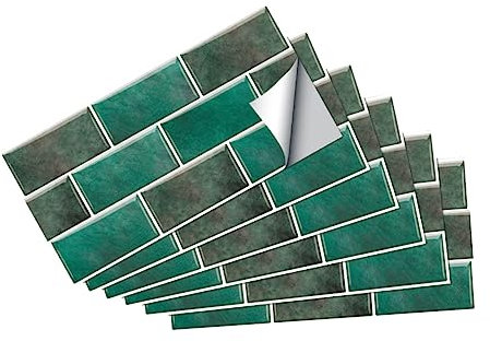DOITOOL 6pcs Vintage Tile Stickers Self-adhesive Wall Decals for Kitchen Bathroom Living Room Easy to Apply for Smooth