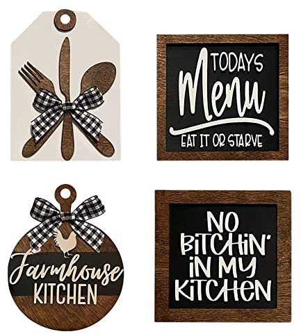 Bauernhaus Küche abgestuftes Tablett Dekoration Holzdekorationen Frühling abgestuftes Tablett Dekoration Mini Country Garden Farm Dekorationen aus Holz Ordner Zubehör Tumblr (Coffee, One Size)