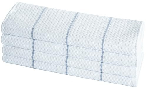 POLYTE Professional Microfibre Wine Glass Fine Polishing Cloth 40.6x71.1, 4 Pack (Grey, Waffle Weave)
