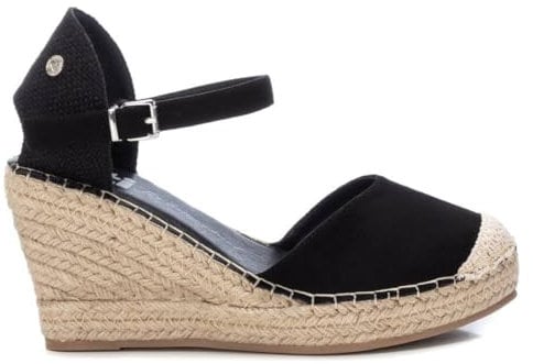 XTI - Sandalias con Cuña Mujer Negro - Calzado Cómodo y Versátil - Moda casual - Modelo 14238205 (Talla 38)