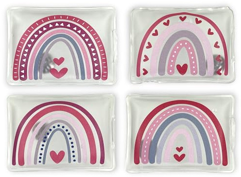 Handwärmer Taschenwärmer Sets wiederverwendbar, Wärmepad für kalte Tage und für unterwegs, Wärmeknickkissen mit tollen Motiven (4er-Set Rainbow Love)