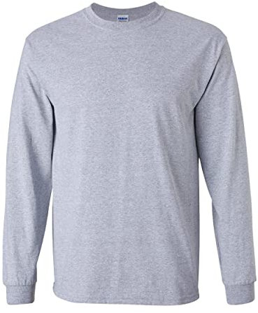Gildan Men's Ultra Cotton Long Sleeve T-Shirt, Style G2424 Grey