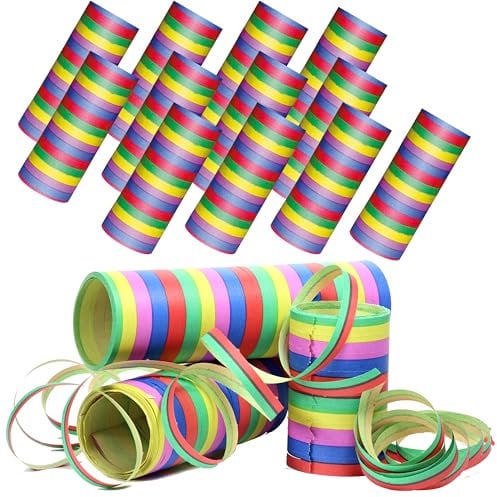 Nico Europe® - Luftschlangen aus Papier Bunt 5-farbig 10er Set à 18 Abrissen - Partydeko Partyschlangen zum Pusten für Karneval, Fasching, Geburtstagsfeiern, Jubiläen & Co. - Für drinnen & draußen