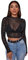 GORGLITTER Women's Star Print Mesh See Through Crop Tops Lettuce Trim Long Sleeve Mock Neck T Shirts Sexy Sheer Mesh Crop Tee Black S