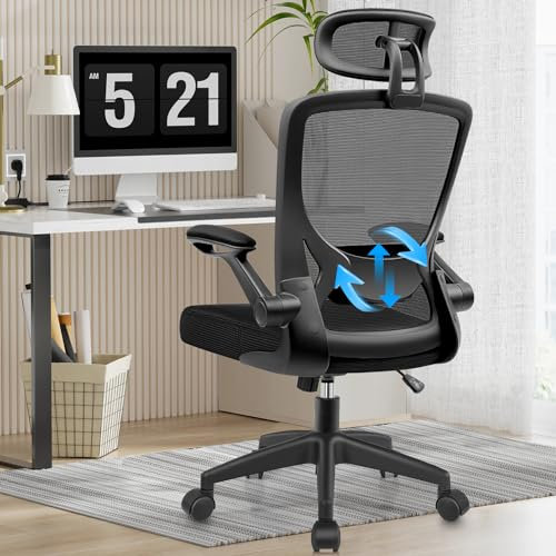 DoChair Ergonomischer Bürostuhl, Schreibtischstuhl mit Hochklappbaren Armlehnen,Kopfstütze und Lordosenstütze sind Verstellbar,Einstellbare Höhe und Neigungswinkel(90°/110°/130°,Max 200KG