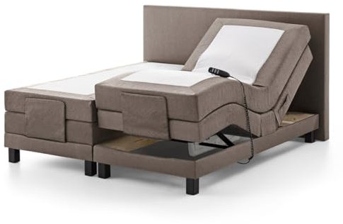 UNIVANDO Boxspringbett 200x200 elektrisch verstellbar mit Motor - 7 Zonen Taschenfederkernmatratze - TFK Härtegrad H2 - H3 Wendematratze - Boxspringbett mit verstellbarem Kopf-& Fußteil (braun)
