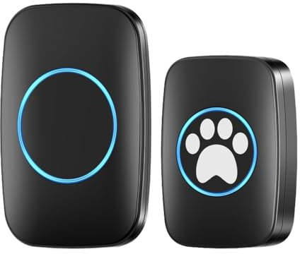 DONGKER Wireless Dog Doorbell,Waterproof Self-Powered Dog Bell with 980feet / 300m Range 60 Chimes 5-Level Volume for Plug in Door Entry Bell suit Small Medium Dog