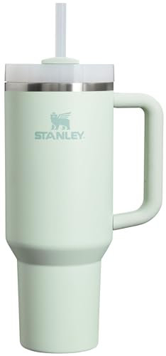 Stanley Quencher H2.0 FlowState vakuumisolierter Becher aus Edelstahl mit Deckel und Trinkhalm, für Wasser, Eistee oder Kaffee, Smoothie und mehr, Nebel, 1,2 l