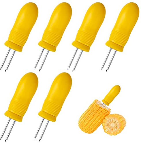 Pack of 36 Corn Holders, 3 x 3/4 Inch Corn on the Cob Skewers Corn Picks Kebab Skewers Stainless Steel for Picnic BBQ Grill Accessories Camping Garden Party (Yellow)