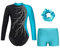 iEFiEL Mädchen Turnanzug Langarm Gymnastik Trikotanzug Glänzende Turnen Set Klassisch Gymnastikanzug Kinder Tanzbody Zd Blau 134-140