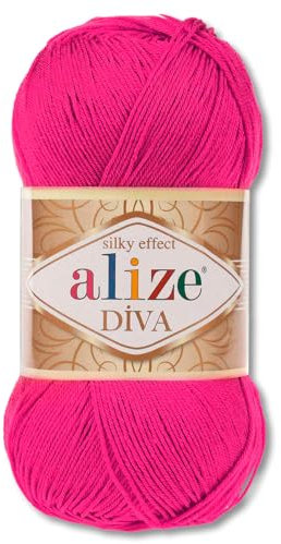 Frida's Wollhaus Alize 100 g Diva Wolle Stricken Häkeln Microfaser 64 Farben (149 | Magenta)