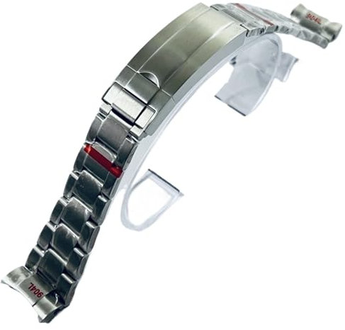 YLZCAM 20 mm breites 904L-Uhrenarmband aus massivem Edelstahl, gebürstet, poliert, Oyster-Jubiläumsarmband, Faltschließe, Glide-Lock-Verschluss (Color : Brushed Oyster, Size : 20mm)