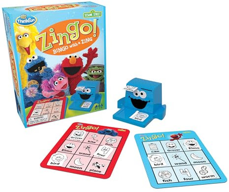 ThinkFun Sesamstraße Zingo! Bauen Sie Sprachkenntnisse mit All Ihren Lieblingsfiguren aus der Sesamstraße. Für Kinder ab 4 Jahren