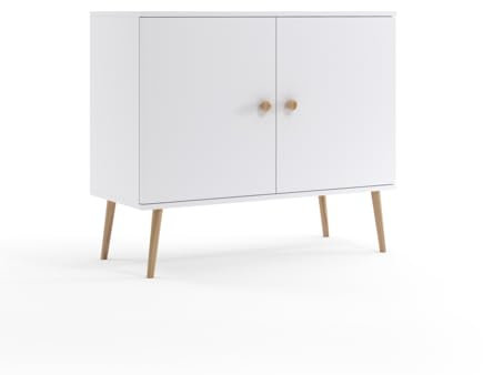 BETTSO - IKON Kommode - 2-türig - Beistellschrank, TV Schrank, Schrank mit Einlegeböden, Aufbewahrungsschrank, Schrank, Highboard, Sideboard, Wohnzimmer Möbel, Vintage - Weiß