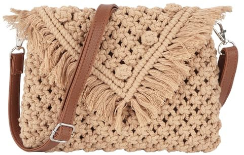 MEGAUK Mini bolso cruzado de paja para mujer, estilo vacacional, tejido para verano, playa, bolso de hombro hecho a mano para mujer, 08207 Caqui, One Size