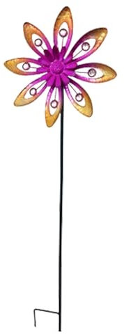 FewNvWa Moulin à Vent de Jardin, Sculpture Cinétique en Métal pour Embellir Votre Espace Extérieur, Rose