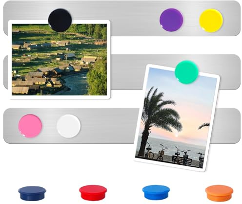 DUJEQM magnettafel memoboard pinnwand magnetisch magnetwand Selbstklebend magnetleiste, 30.77X4.77cm magnetboard Edelstahl metallband magnettafeln mit 10 Starke Magnete für Büro Fotos Fotowand 3 Stück