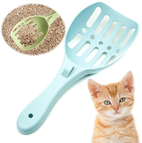 Petopedia Strong Cat Litter Scoop Plastic Cat Litter Shovel Cat Poop Scoop Cat Litter Tray Scoop Handy Sand Sifter Poop Sieve Cleaning Tool Shovel Scoop Cat Scoop (Blue, Small)