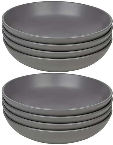 Queensway Home & Dining Stone Ceramic Dinnerware of 4/8/12 Pcs Crockery Bowls for Dining Set - Dishwasher Safe, Dessert, Pasta Bowls - 4 Solid Colour Elegant Tableware Set