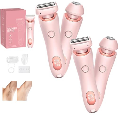Smoothgleam Pro 2.0, Glide Pro 3.0 Rasierer, Rasierer Damen Elektrisch, Intimrasierer für Frauen,Smooth Skin,Elektrische Trimmer Rasierer mit LED-Anzeige für Damen (2 Stück)
