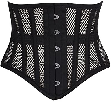 Waist Training Steel Boned Mesh Corset Taillentrainings-Korsett Stahlverstärkt, Hochwertiger Shaper (DE/NL/SE/PL, Alphanumerisch, XS, Regular, Regular, Schwarz - Black)
