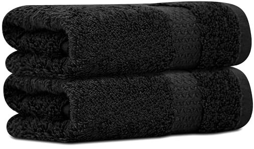 Towelogy Gants de toilette en coton hypoallergéniques et doux pour la peau, parfaits pour un usage quotidien (2, noir)