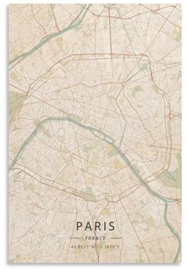 LZTEN Poster, Motiv: Paris, Frankreich, Vintage-Druck, Wanddekoration, Poster, Familie, Bar, Restaurant, Garage, Café, Kunstschild, Geschenk, ungerahmt, 50 x 75 cm