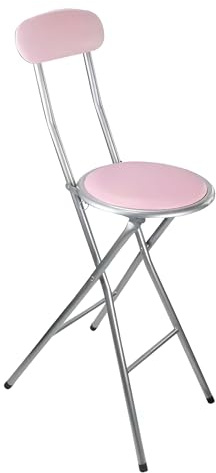 SterlingEdge Folding 92cm Bar Stool Back-Rest Chair Foldable Light Weight High Bar Home & Office Kitchen Space Saving Breakfast Chair Pink