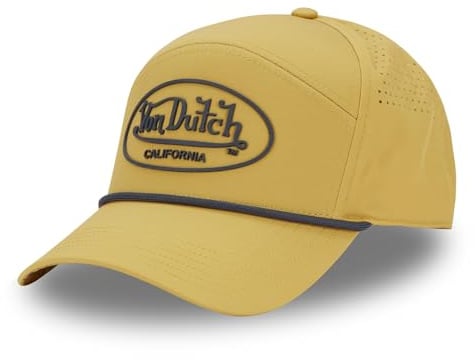 Von Dutch Kappe für Damen und Herren, verstellbar, 6 Panels mit Kordel, Gelb/Marineblau, One size
