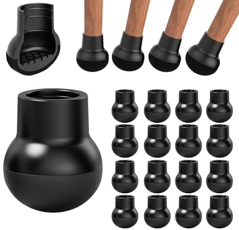 COEWUR Chair Leg Floor Protectors, 16Pcs Extra Small Black Silicone Chair Leg Caps for Hardwood Floors with Wrapped Felt, Stool Legs Covers for Tilted Legs, Noise Reduction, Scratch Prevention