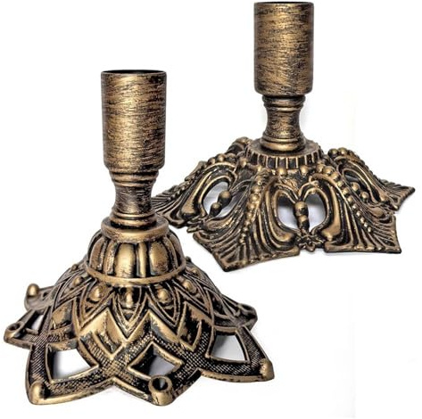 Nagoyuki 2pcs Candlestick Holders,Taper Candle Holder for Candlesticks Gold Brass Vintage Candle Metal Stick Candle Holders