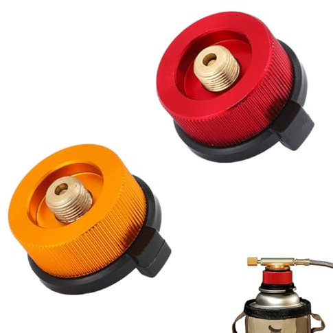 HAFRILY Lot de 2 adaptateurs autobloquants pour bouteille de gaz butane et bouteilles de gaz butane - Pour randonnée, campingaz - Jaune + rouge
