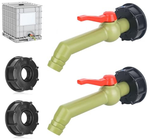 YHNDECO Juego de 2 piezas de grifo IBC y válvula de bola IBC, grifo IBC de 1 pulgada con grifo de bola IBC para depósito de agua IBC (DN40/50)